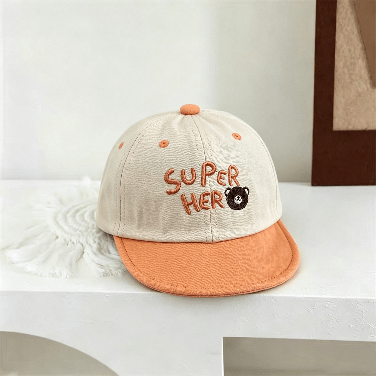 Summer Baby-style Multi-color Letter-stitched Bear-shaped Decorative Baseball Cap With…