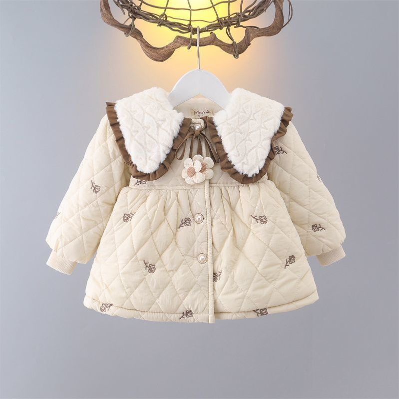 Stylish Cotton-padded Coat For Baby Girls Childrens Quilted Winter Wear