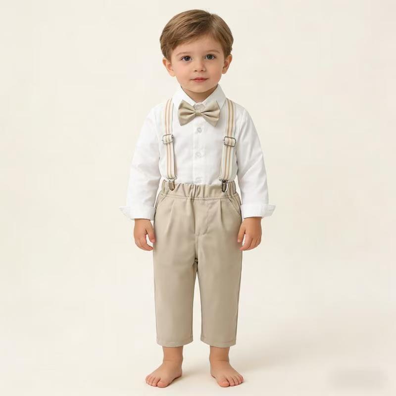 AutumnWinter British-style Boys Suspender Pants Set
