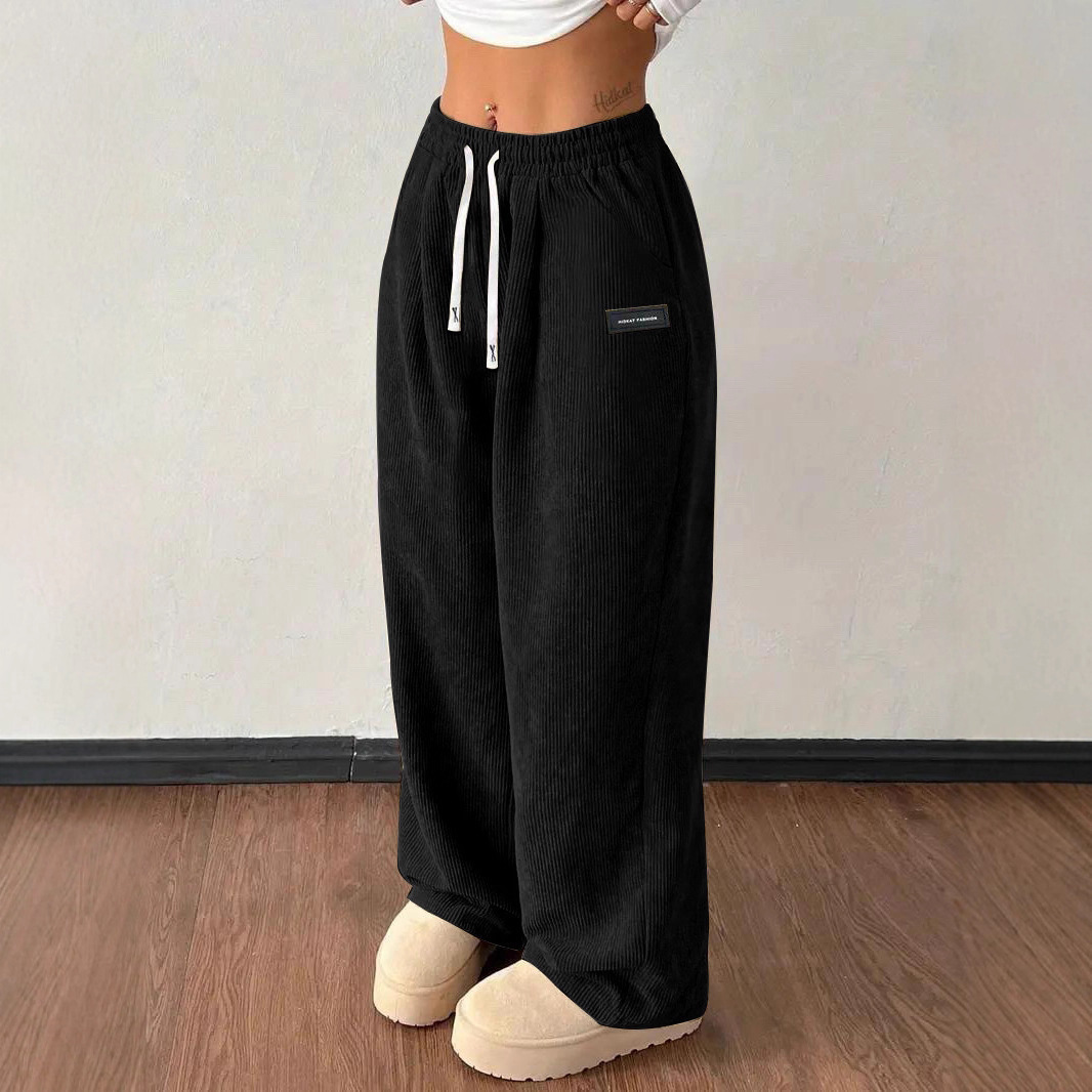 Autumn And Winter New European And American Loose Drawstring Solid Color Pocket Casual…