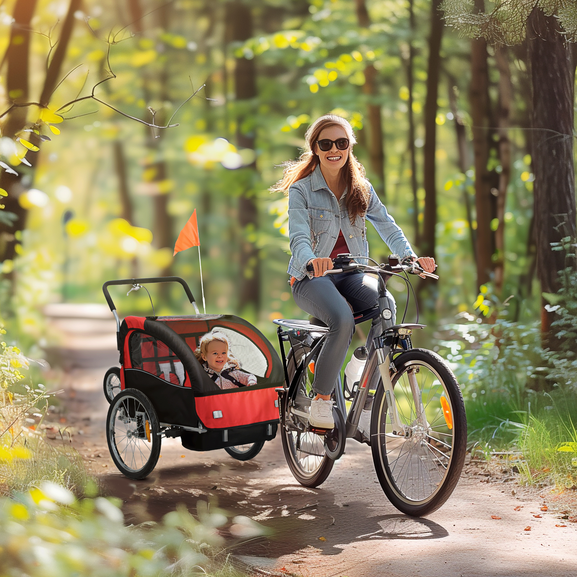 2-Seat Elite 360 Swivel Bike Trailer for Kids Bicycle Cargo Trailer with Water-Resistant…