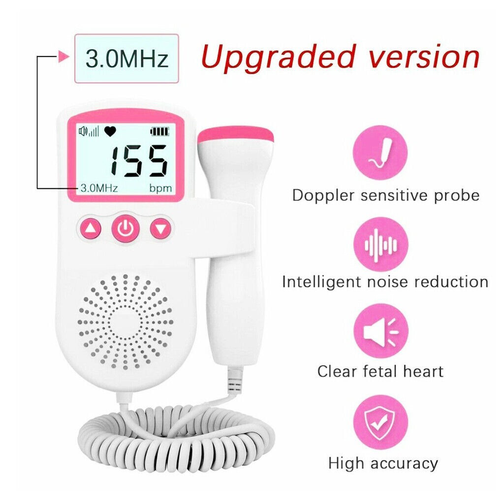 Fetal Doppler Detector Baby Heart Beat Rate Probe Prenatal Monitor Ultrasonic