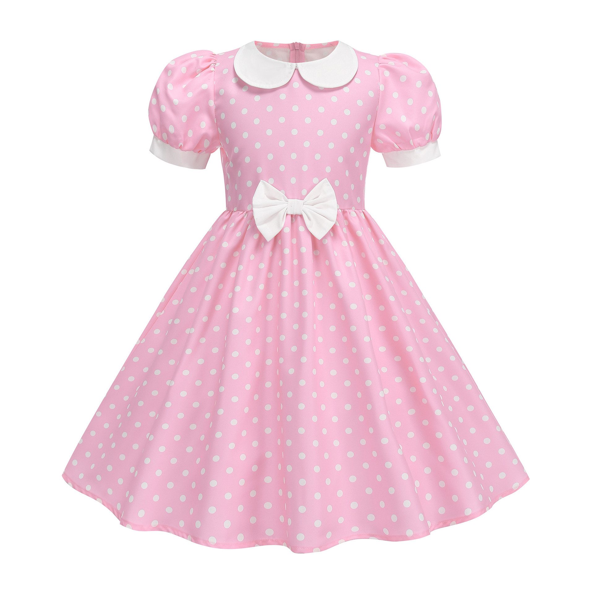 Children's Short-sleeved Polka-dot Dress