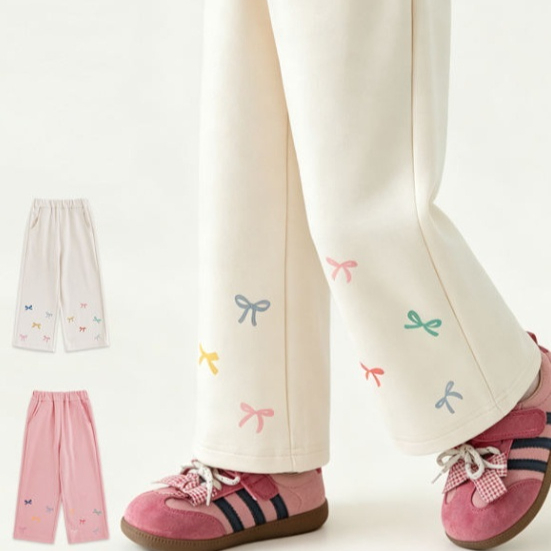 Soft, High-elasticity Wide-leg Pants With A Bow Print