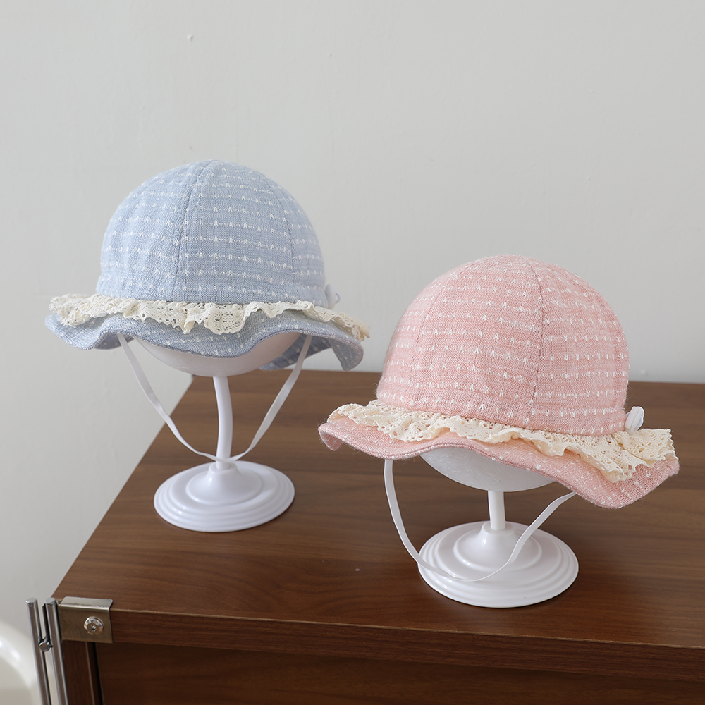 Cute Lace-edged Children's Hat Made Of Soft And Skin-friendly Jacquard Knitted Fabric…
