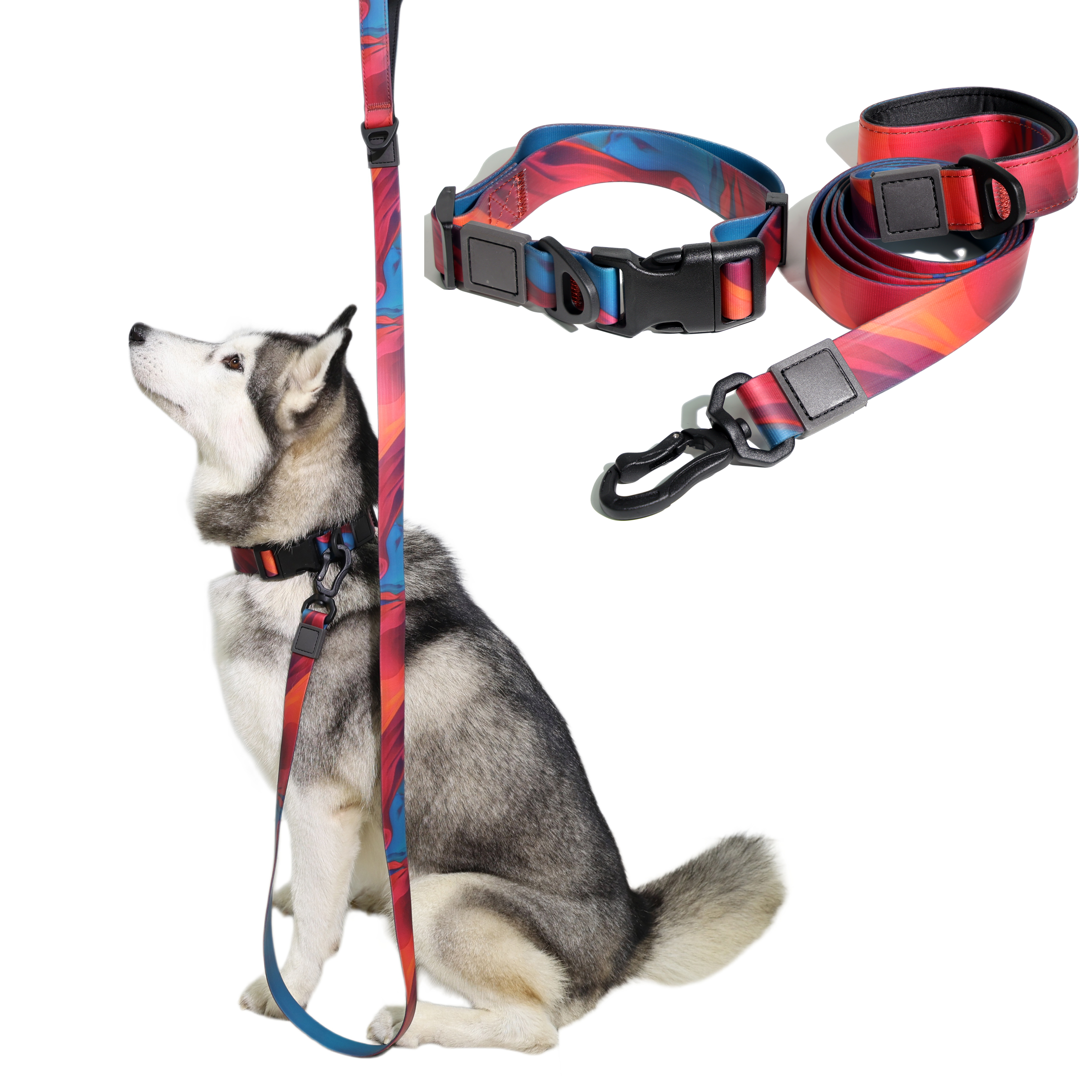 ( S ) Black Abstract Gradient Sublimation Dog Leash Set