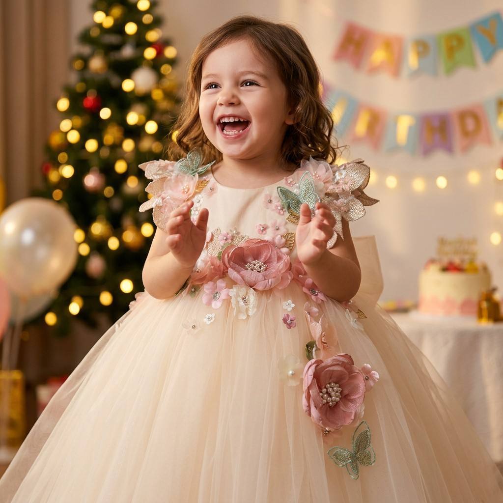 Three-dimensional Floral Tulle Princess Dress