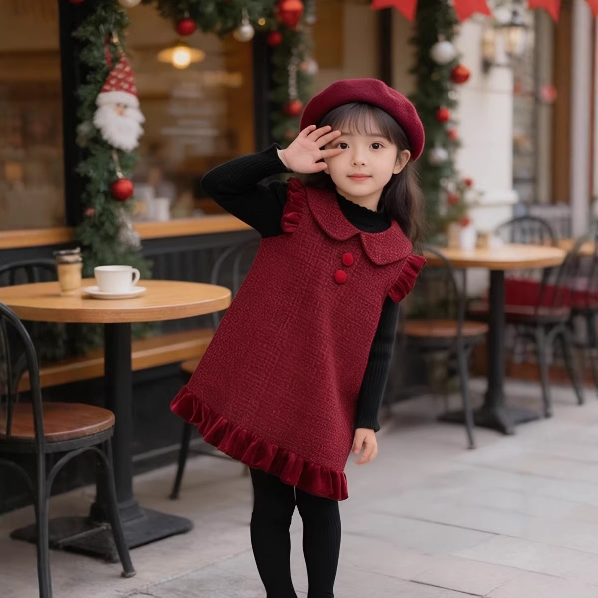 Girls Red New Year Dress - Festive Holiday Long Sleeve Princess Gown for Children Party…