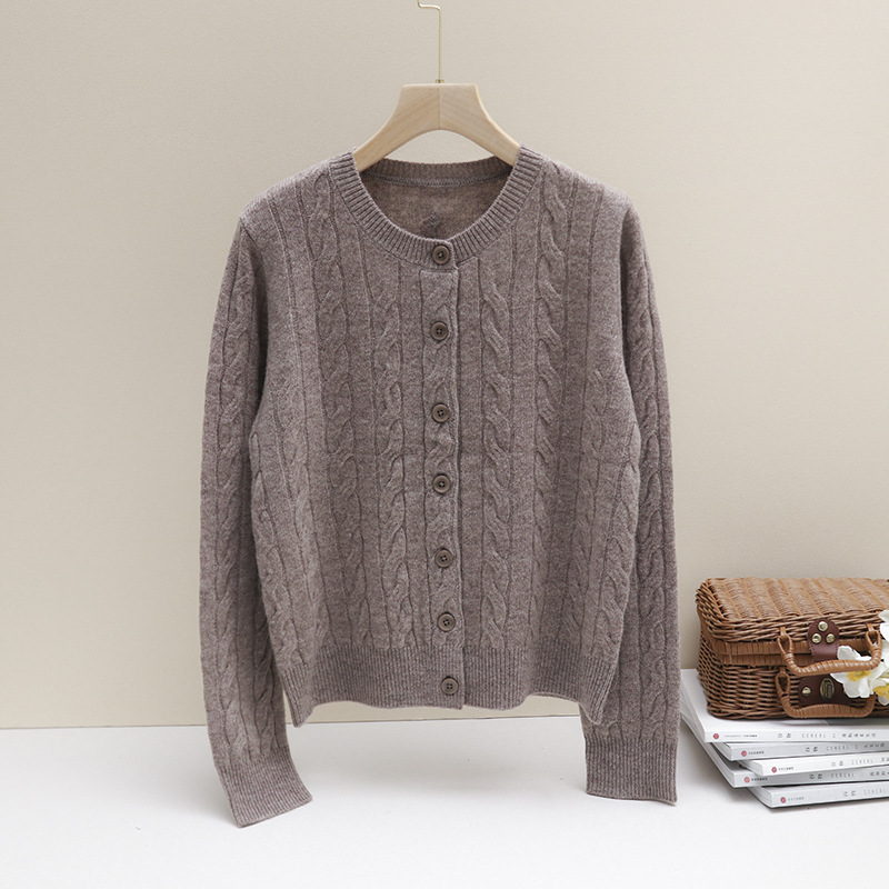 Women's Elegant Long-sleeve Top Made Of Pure Wool