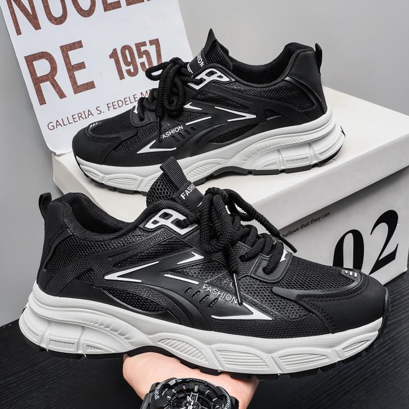 Men's Light Hollow Breathable Non-slip Dad Sneakers, Versatile Casual Shoes For Students
