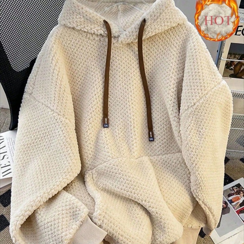 Fashionable Back-pocket Collar Korean-style Hooded Fleece Sweatshirt