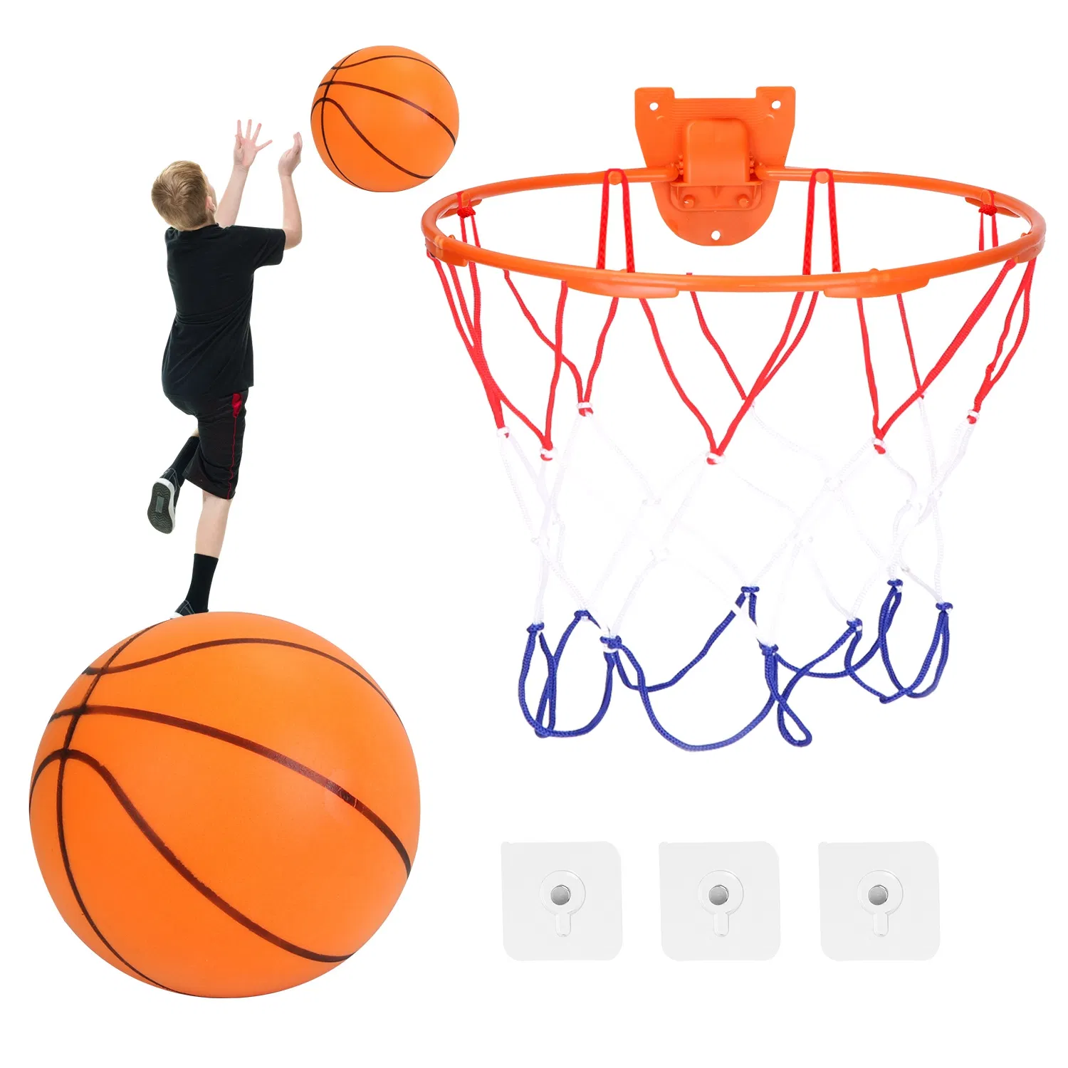 Silent Basketball with Ball Hoop Foam Bouncing Silent Basketball Uncoated High Density…