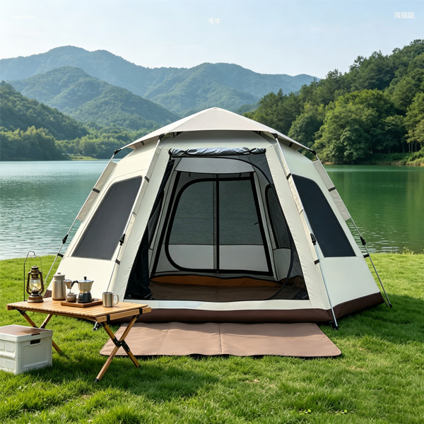 Cream White Instant Pop Up Tent - 3 Second Quick Setup Outdoor Shelter, Windproof…