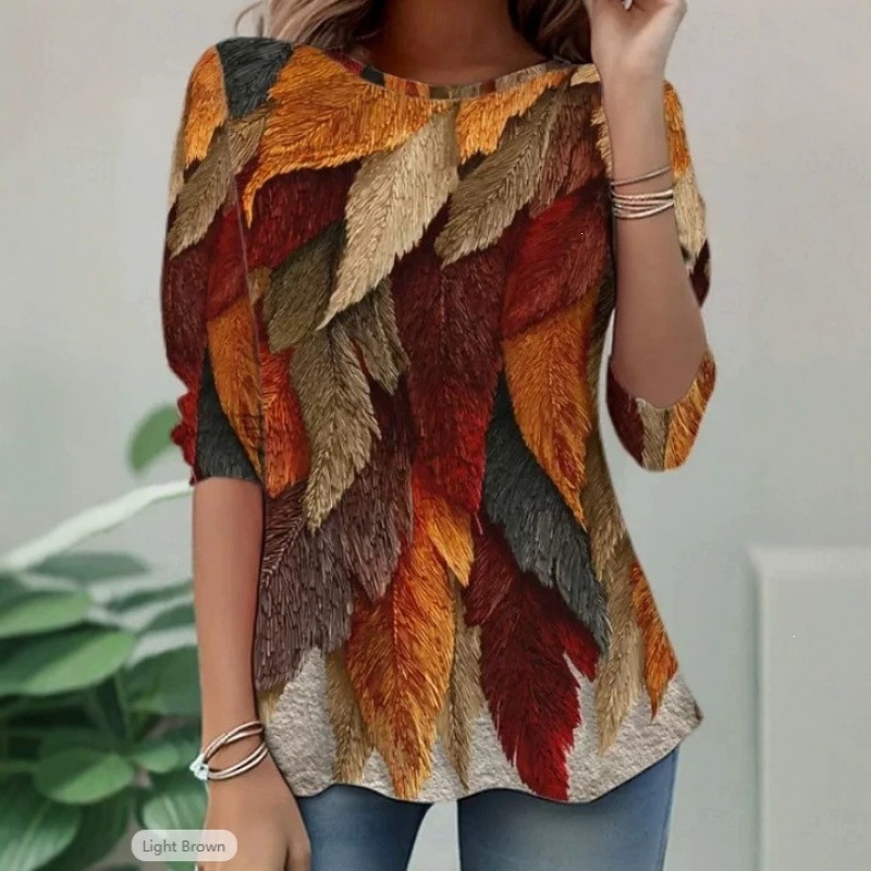 Women's Fashion Top Round-neck Printed T-shirt