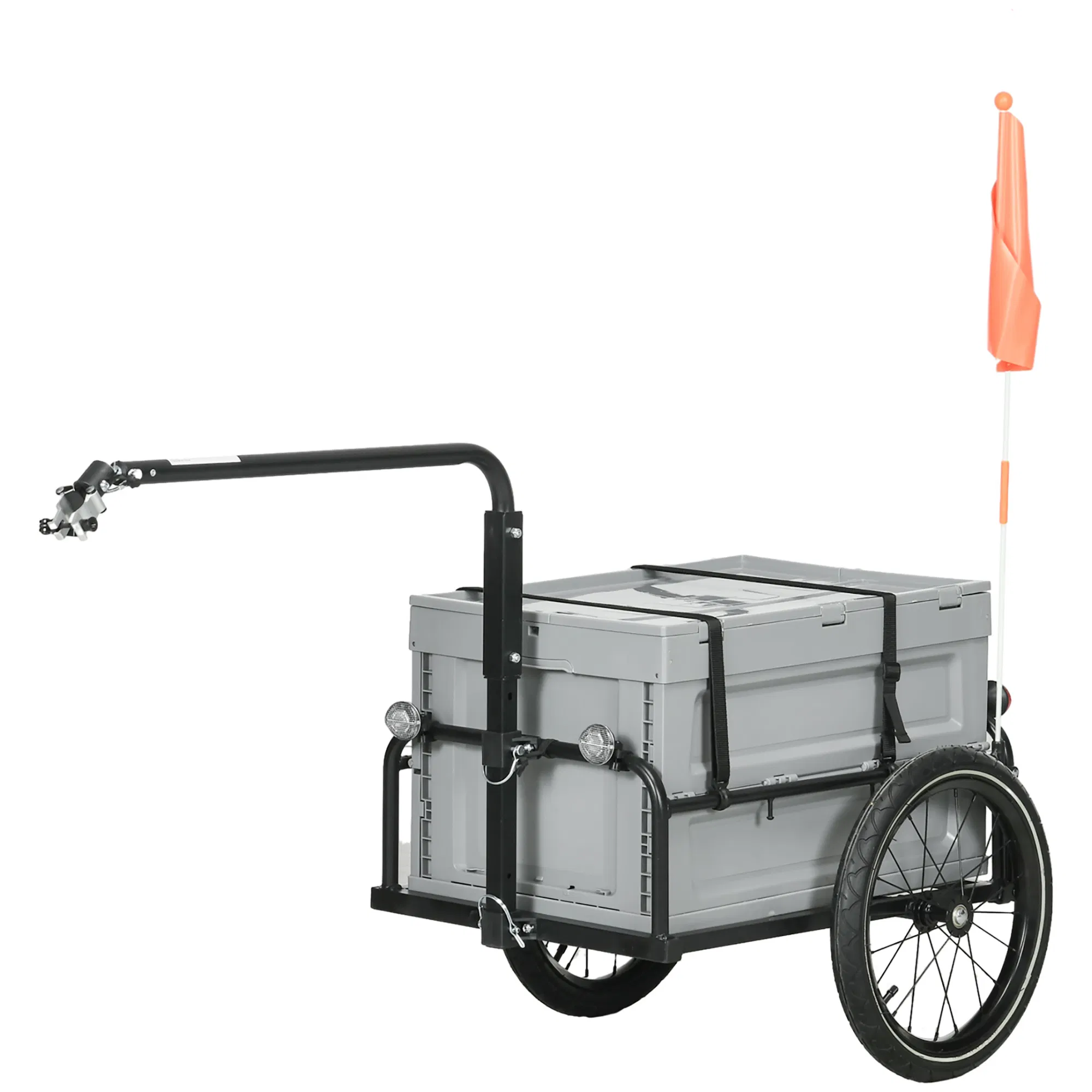 Steel Trailer for Bike, Bicycle Cargo Trailer with Foldable Storage Box and Safe…