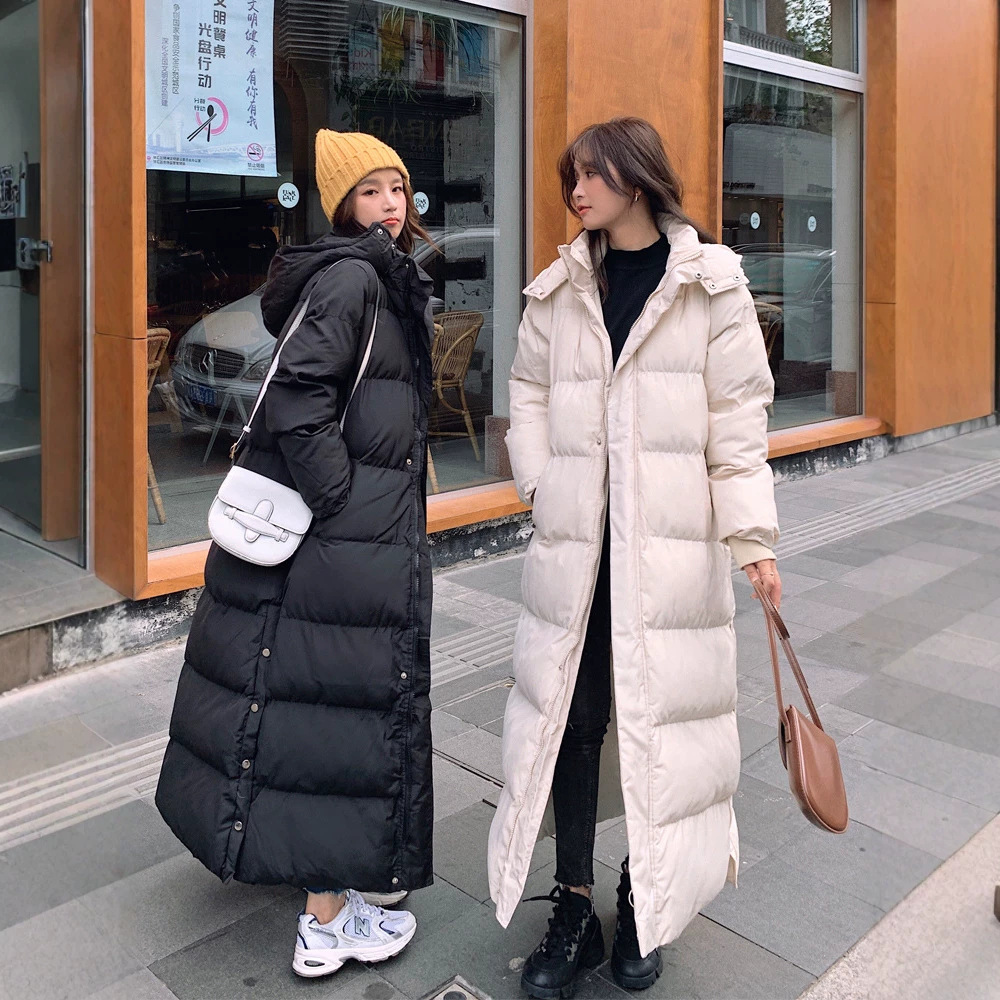 Korean-style Mid-length Below-the-knee Cotton Coat