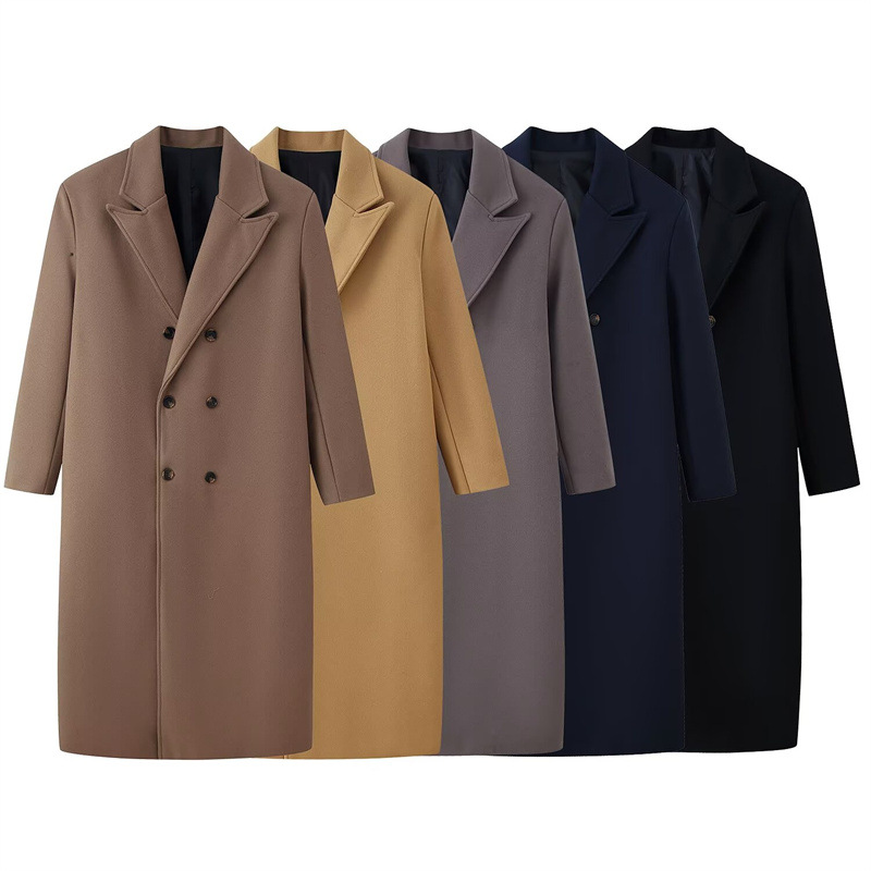 Casual Double-breasted Long Wool Coat