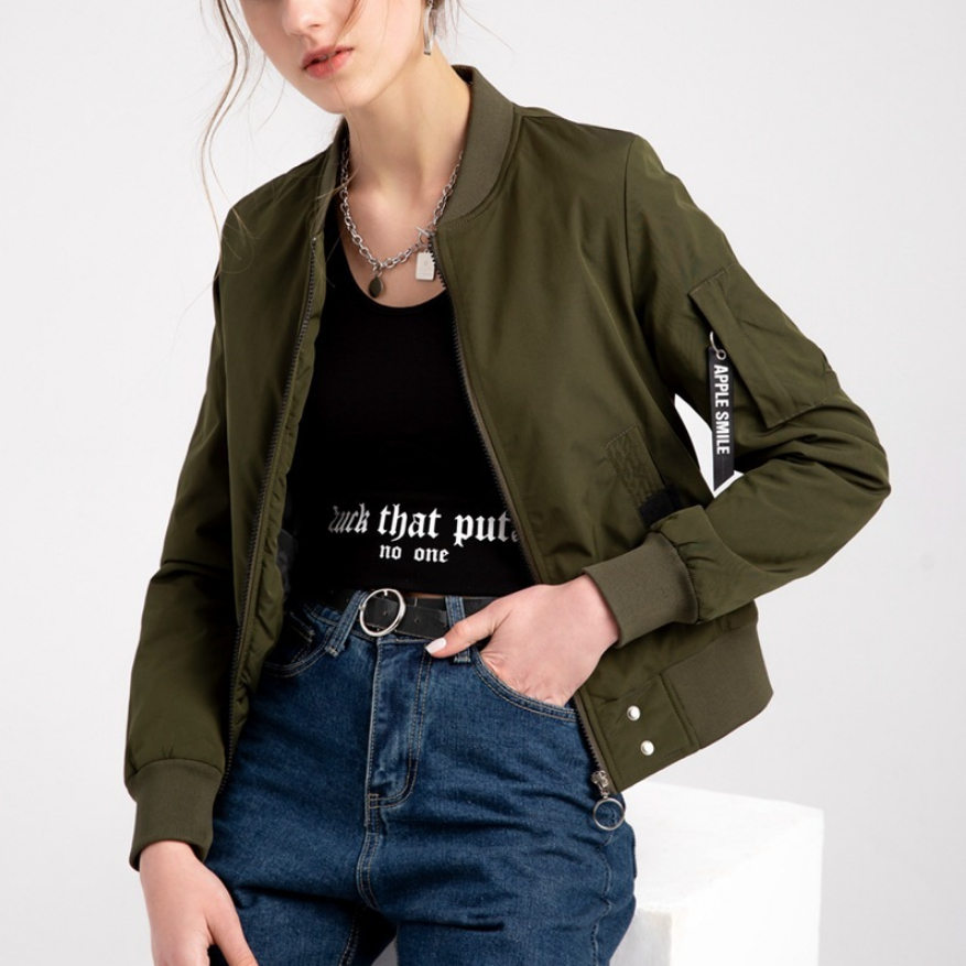 Women's Solid-Color Flight Jacket
