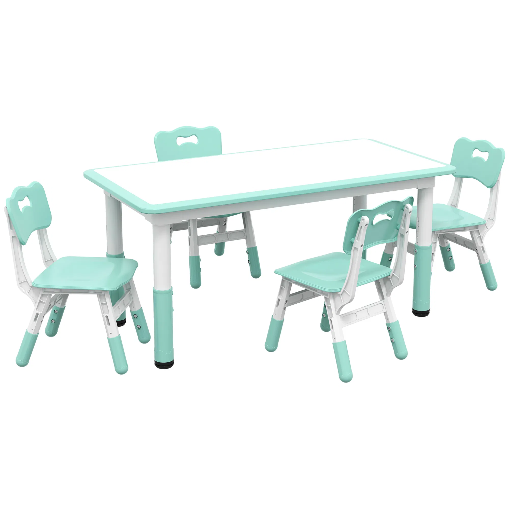 Kids Table and Chair Set with 4 Chairs, Adjustable Height, Easy to Clean, for 1.5 - 5…