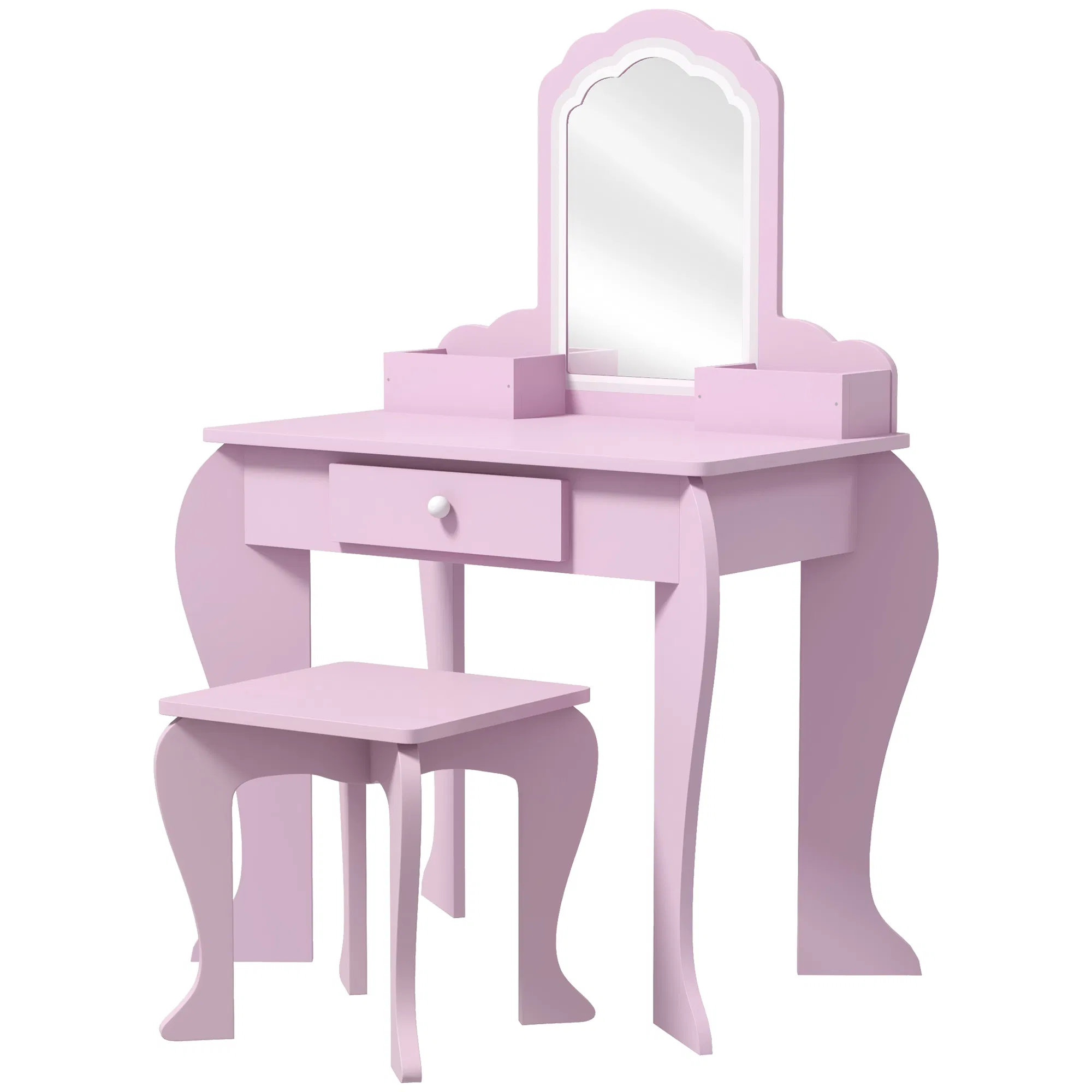 Makeup Vanity with Mirror and Stool, Cloud Design, Drawer, Storage Boxes, for 3-6 Years…