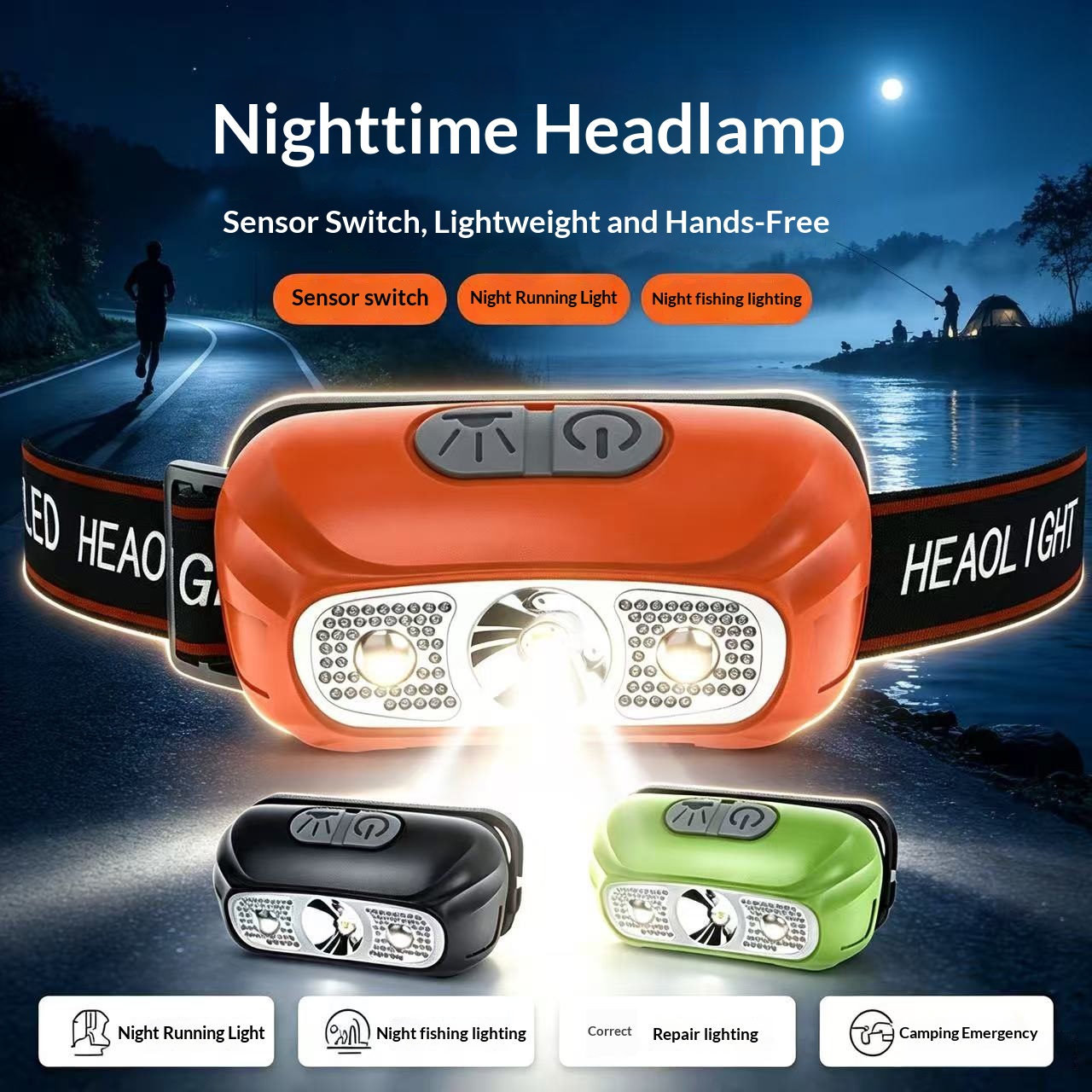 Strong Light Head-Mounted Flashlight Outdoor Multi-Functional Led Miner's Lamp Fishing…