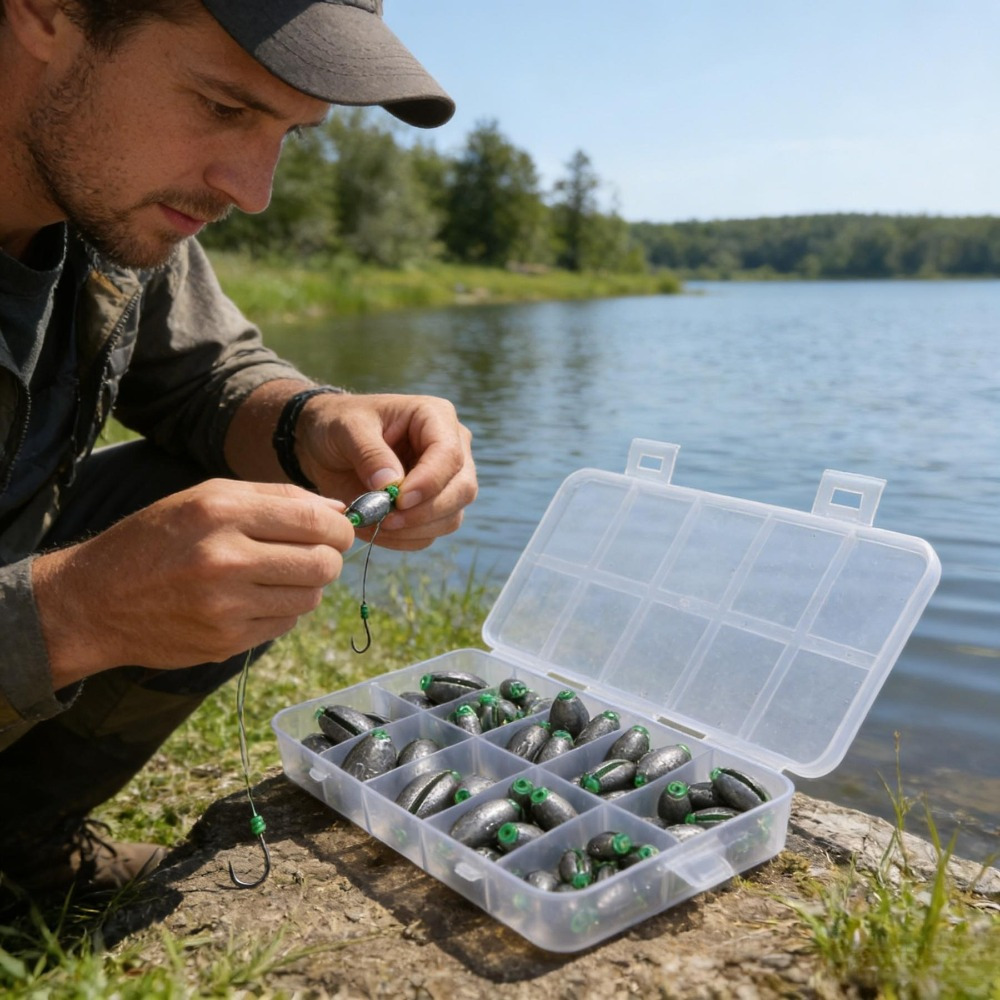 50-Piece Fishing Sinker Set, Sinkers 2–20 G In A Storage Box, Bottom Fishing Sinkers For…