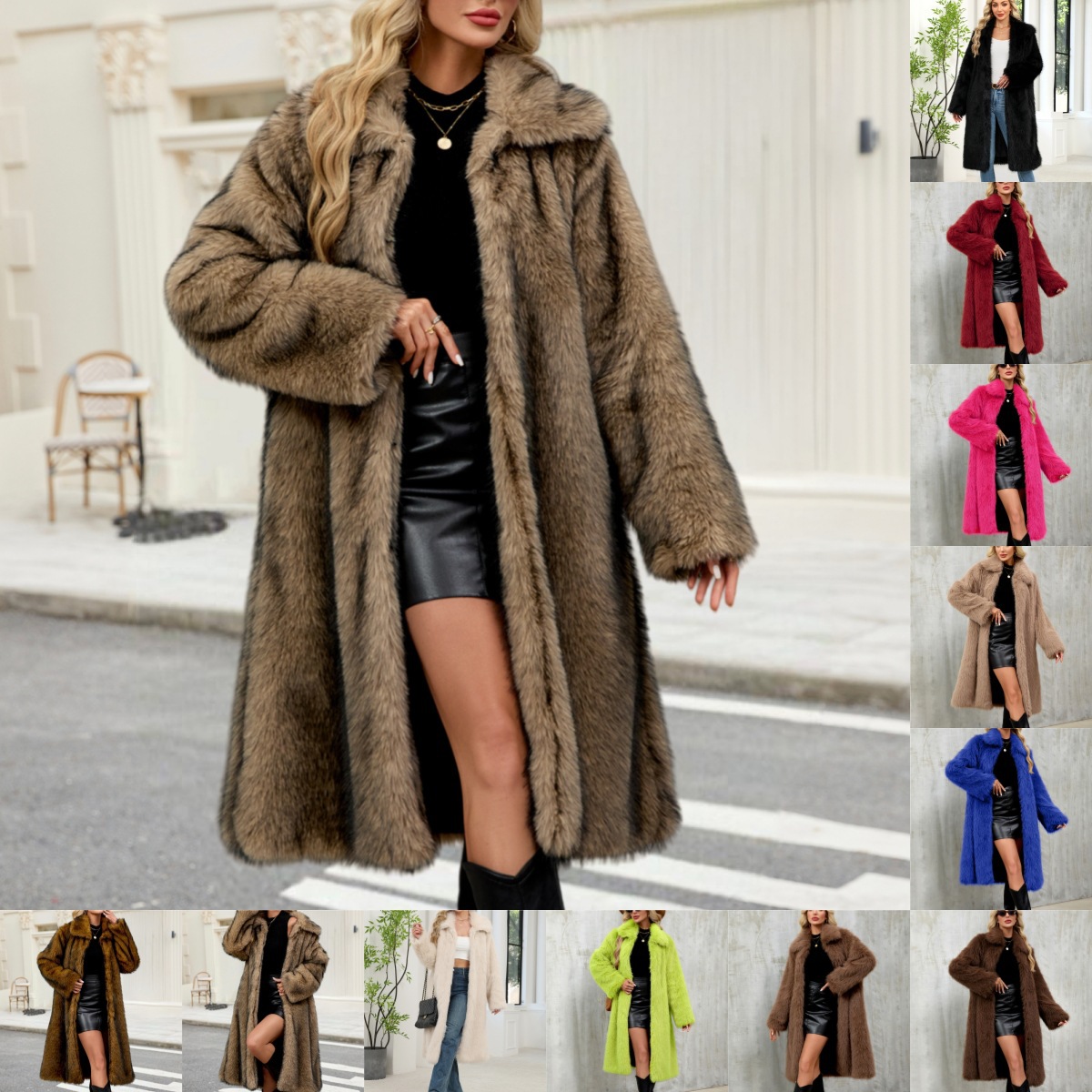 Women's Long Warm Faux Fur Fluffy Coat For Fall And Winter