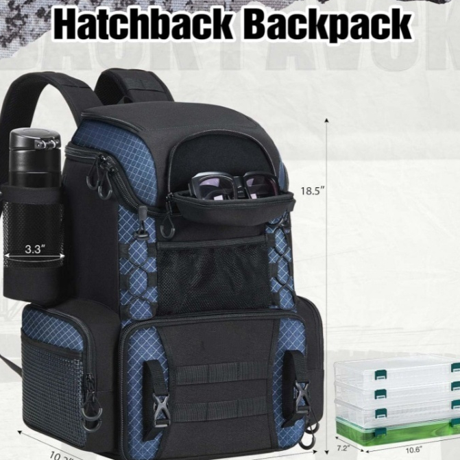 Fishing Tackle Backpack With Waterproof Rain Cover