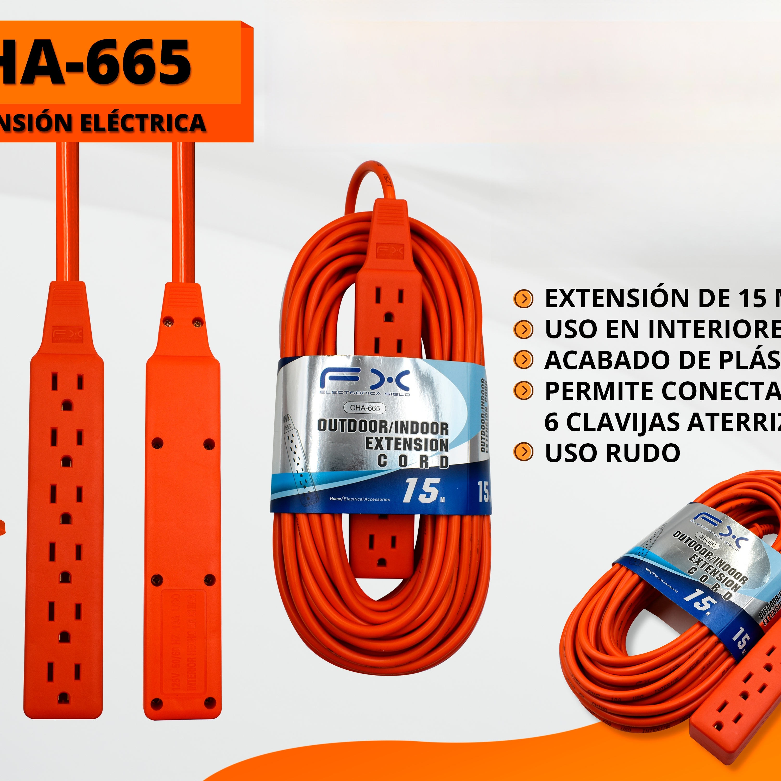 Power Extension Cord Strip 15.6m Outlet Socket For Indoor/outdoor Use