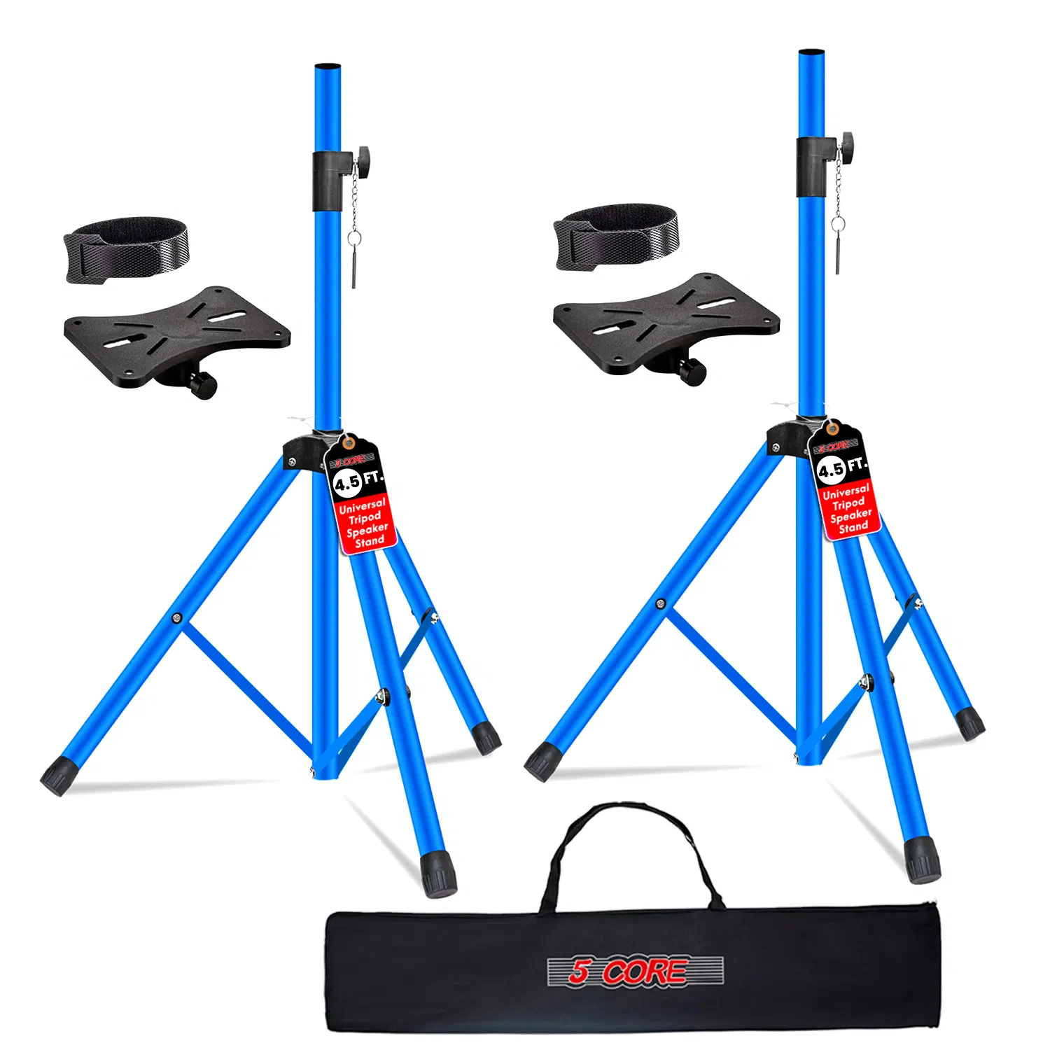 5 Core Speaker Stand Pair Adjustable 31 to 54" PA DJ Tripod Stands Heavy Duty w 35mm Add…
