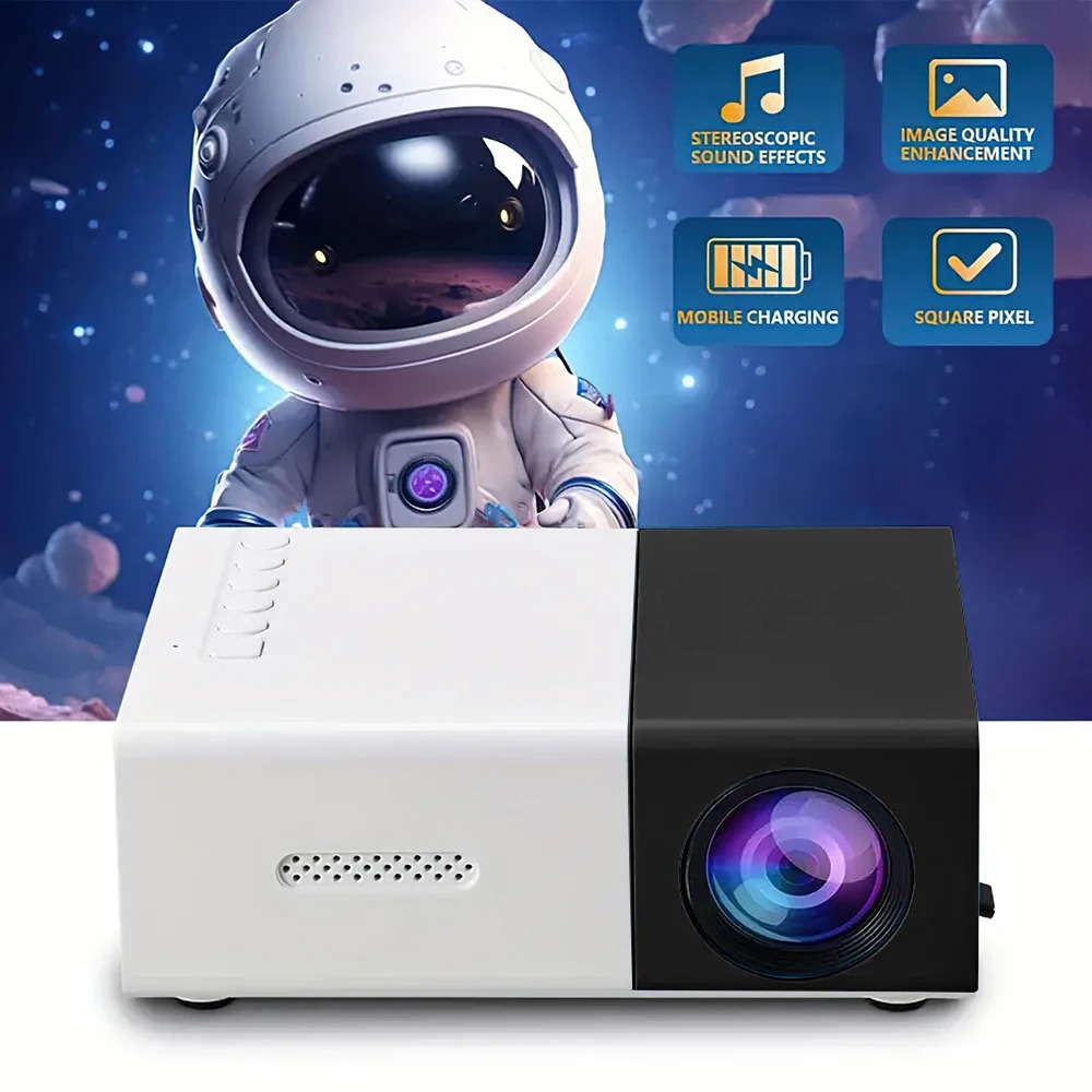 Portable Wired Projector Mobile Phone With Retractable Bracket LED Mini Home Video…