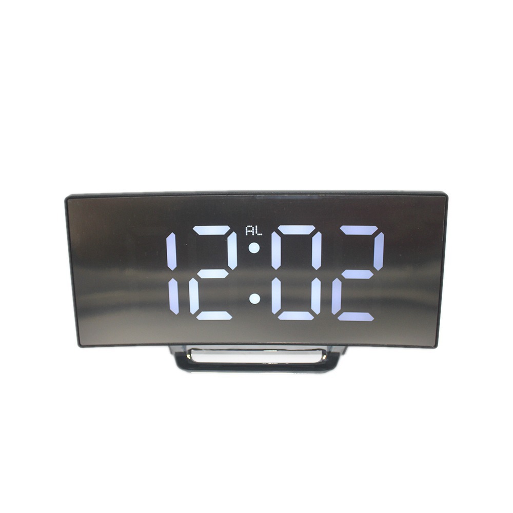 Creative Curved Electronic Clock, Large Screen LED Clock, Mirror Clock, Silent Alarm…