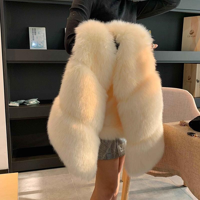 Faux Fox-fur Vest With Patchwork Jacket