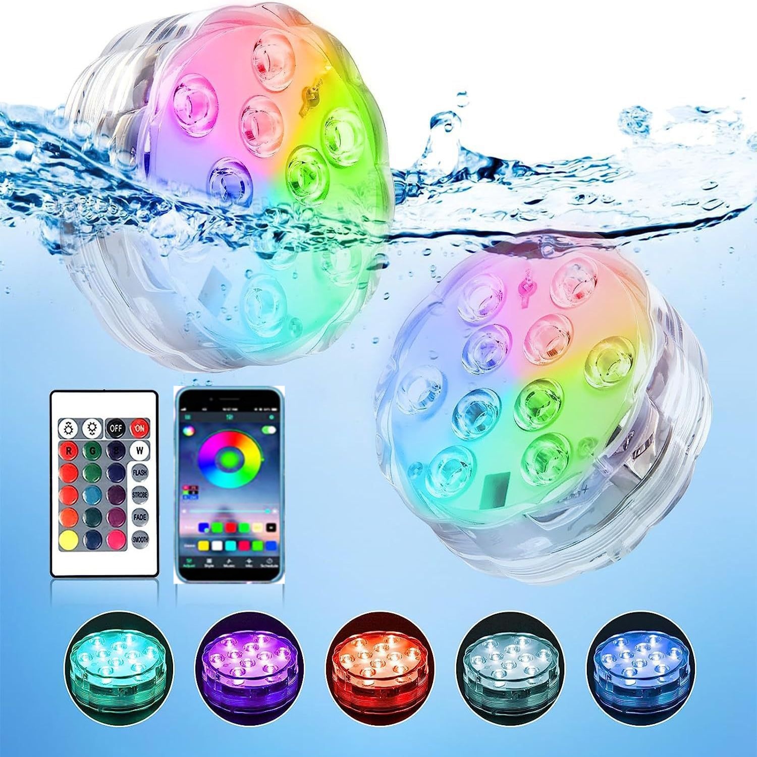 LED Remote-controlled Waterproof Pool Light