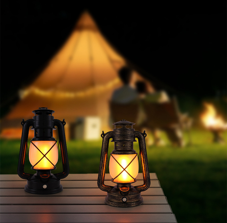 LED Rechargeable Table Lamp, Retro Flame Table Lamp For Outdoor Camping And Bars…
