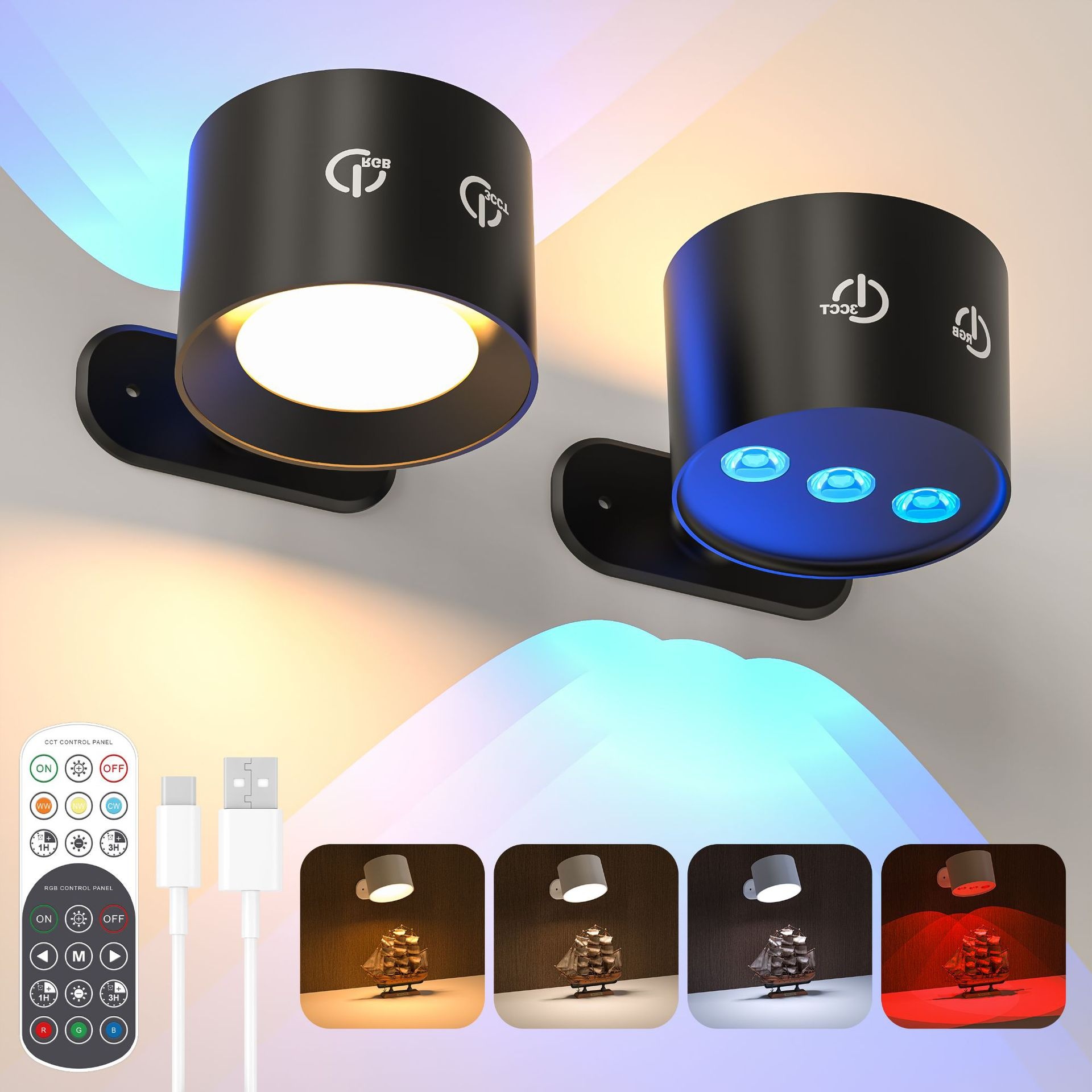 15-inch Remote-Controlled Magnet-Attached Indoor Spotlight With Charging Capability