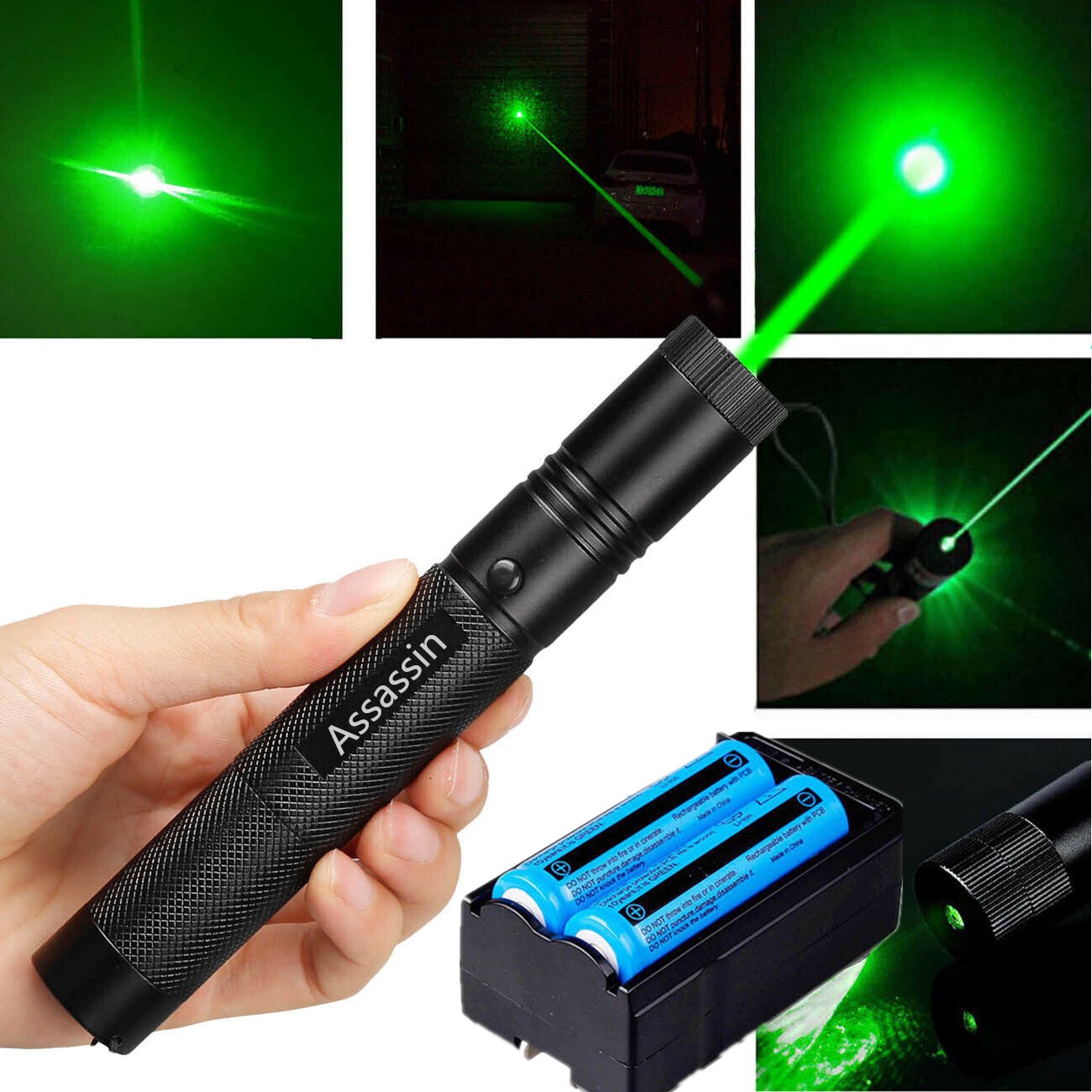 900Miles Green Laser Pointer Pen Light 532nm 1 MW Lazer Rechargeable Torch Charger Battery