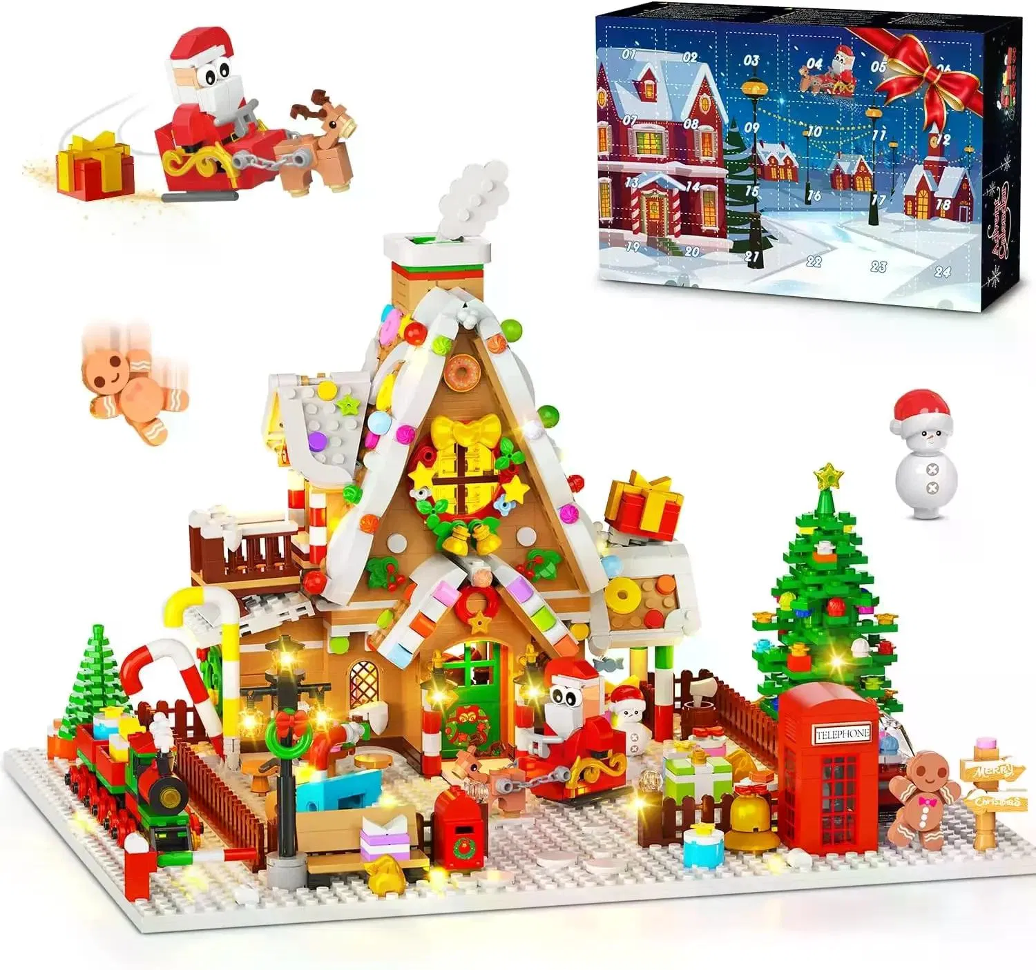 1642-Piece Mini Gingerbread House Advent Calendar, 3.6mm Building Block Christmas…