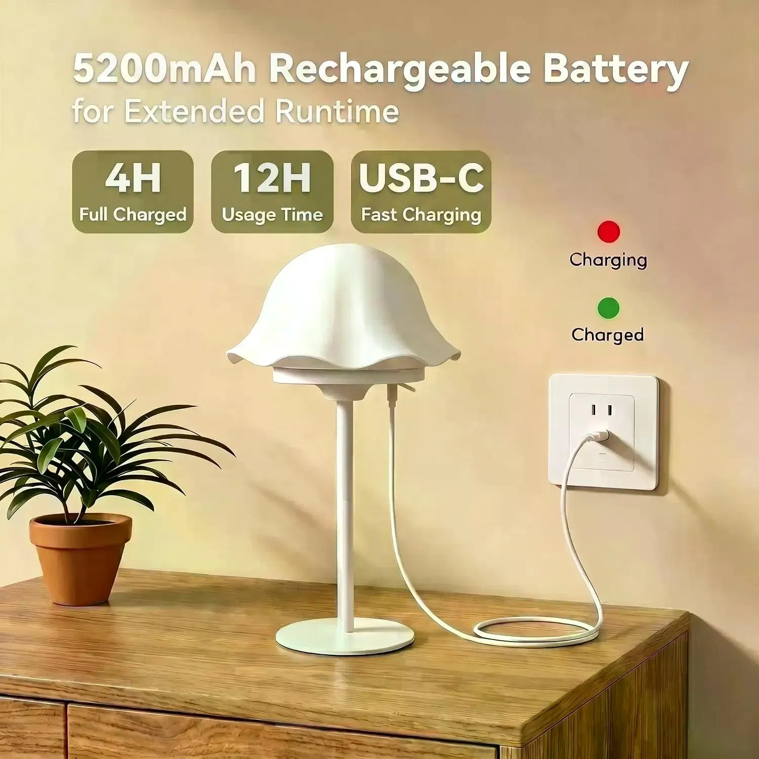 RGB Water Ripple Shower Lamp Waterproof Floral Table Lamp USB-C Rechargeable with Timer…