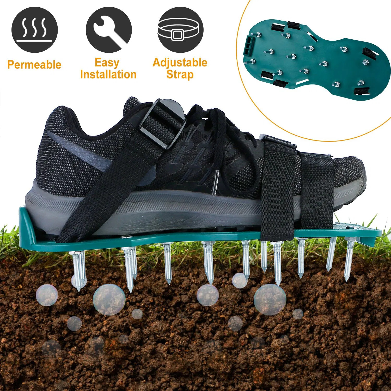 Lawn Aerator Shoes, Metal Spike Sandals for Aeration, Durable PP Material, Adjustable…