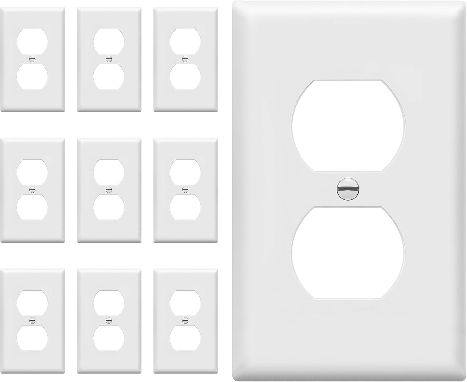 Duplex Wall Plates 10 Units, White Electrical Outlet Covers For Standard Wall Switches…