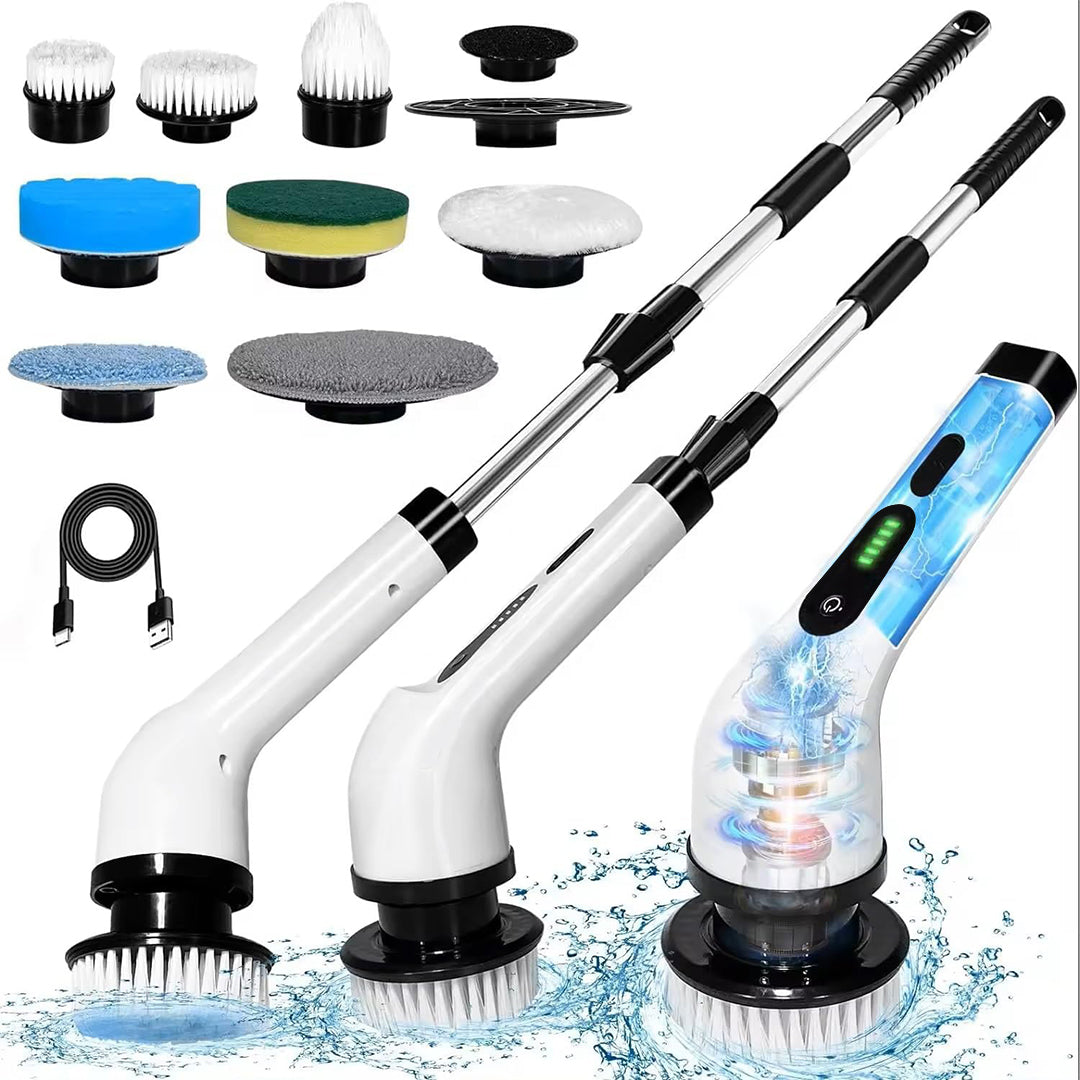 Electric Cleaning Brush With Multiple Brush Heads - Handheld Household Scrubber
