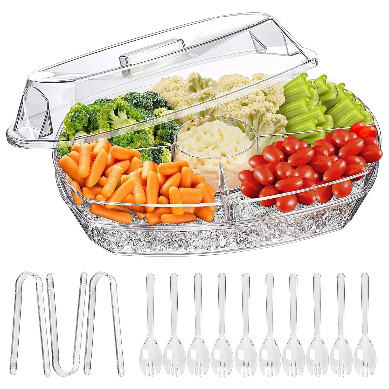 Fruit Ice Serving Tray Chilled Veggie Tray Shrimp Cocktail Serving Dish Appetizer Party…