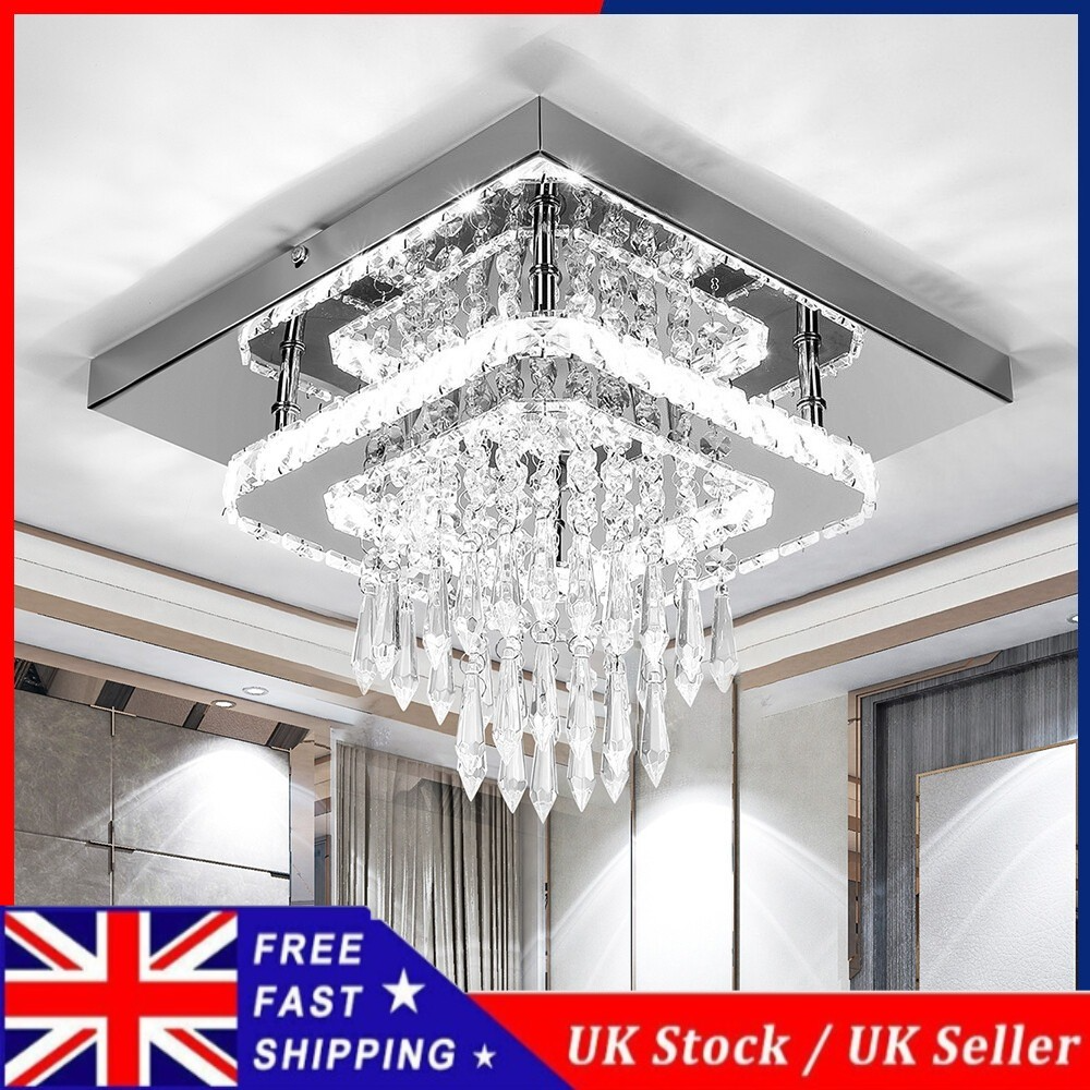 30CM Modern LED Crystal Ceiling Light Square Minimalist Lamp Living Room Bedroom
