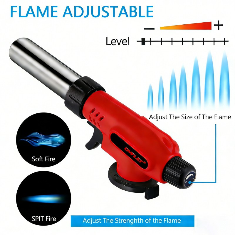 Professional Butane Kitchen Blowtorch With Adjustable Flame And 360-degree Rotation For…