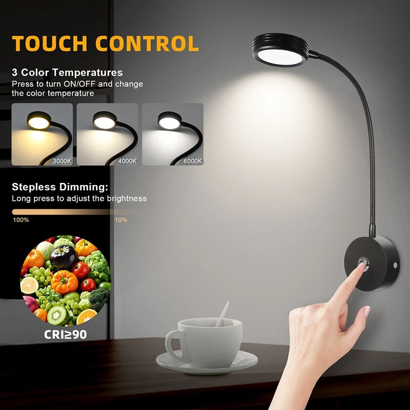 12V LED Touch Dimmable USB Spot Reading Light Motorhome Campervan Caravan Boat