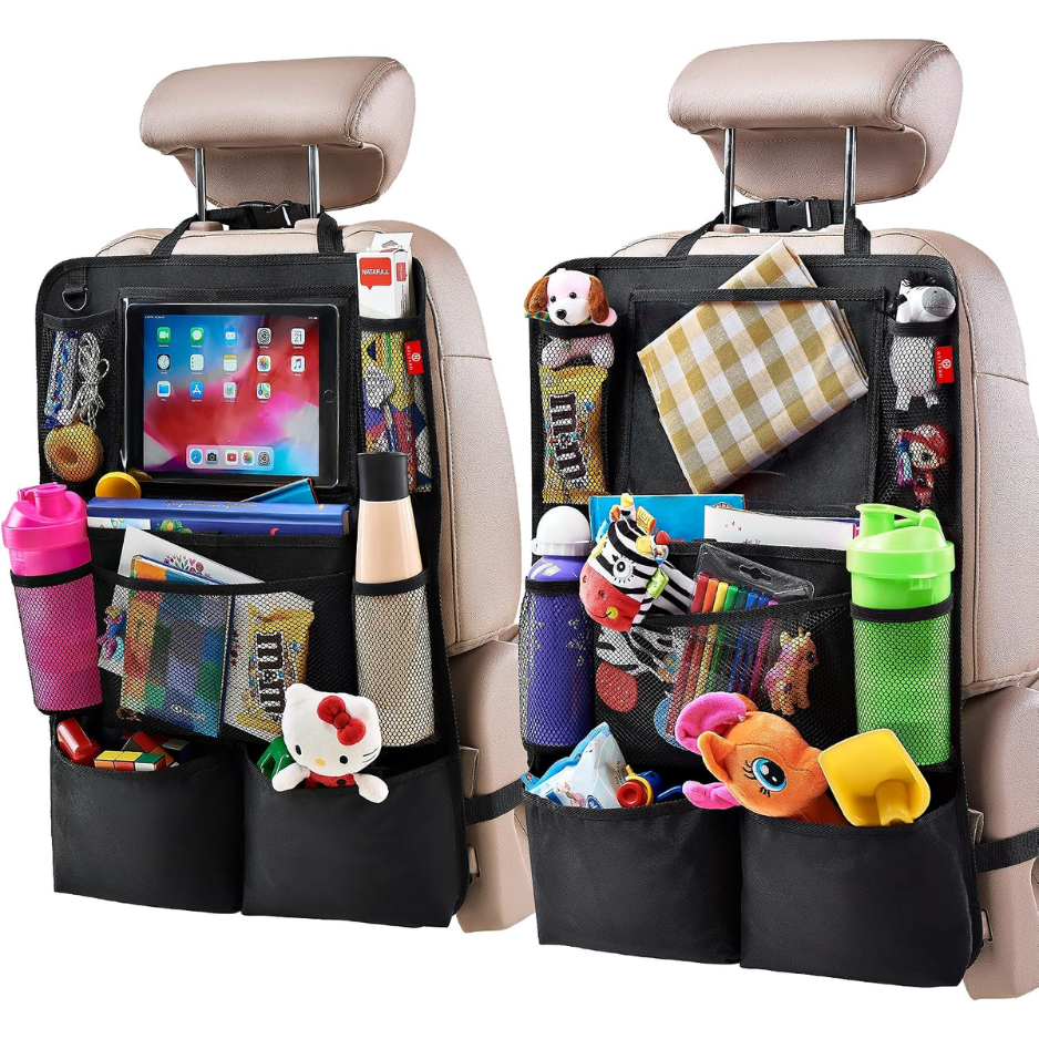 Backseat Car Organizer 2 Units, Kick Mat And Seat Back Protector With Tablet Holder And 9…
