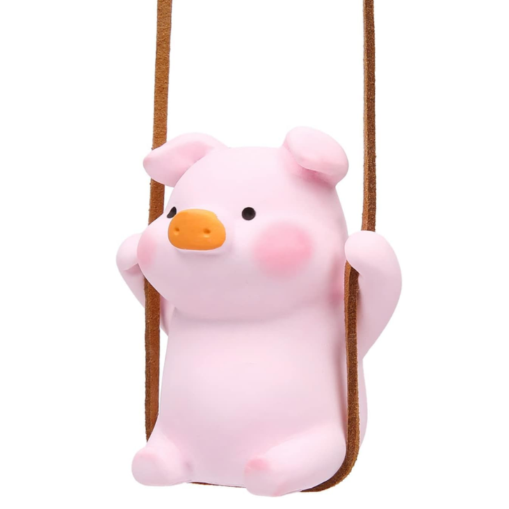 Super Cute Swinging Pig Car Mirror Hanging Ornament Car Interior Accessories Pig