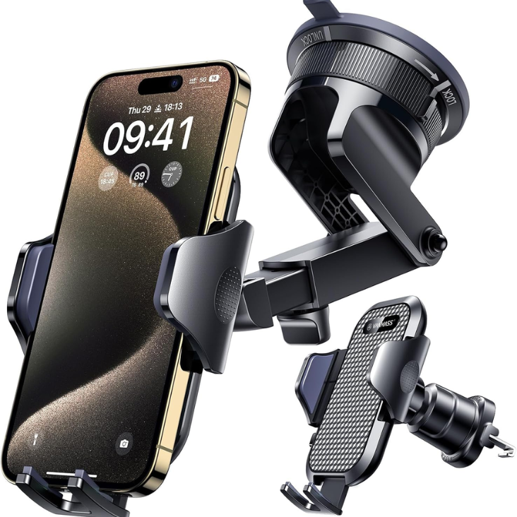 Car Phone Holder VANMASS Upgraded Strongest Suction Clip Cell Phone Mount For Dashboard…