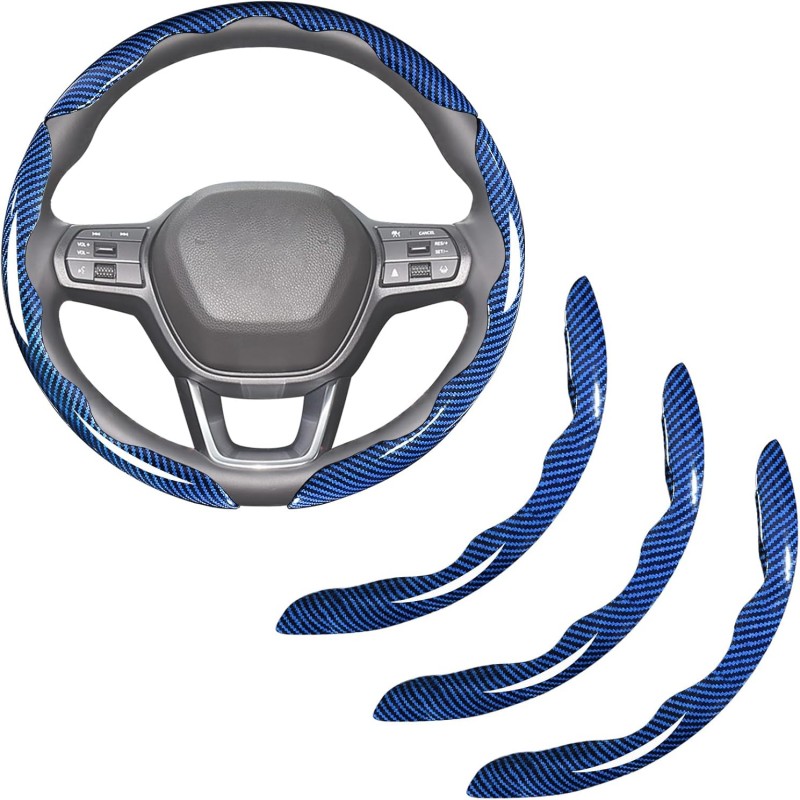 Carbon Fiber Steering Wheel Covers 3 Piece Clip On Steering Wheel Cover Blue
